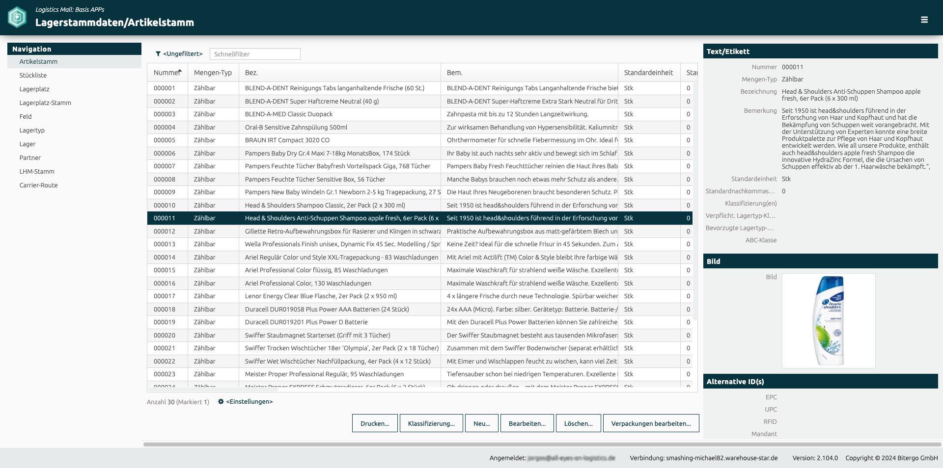 The User Interface of the Bitergo WMS Web Apps